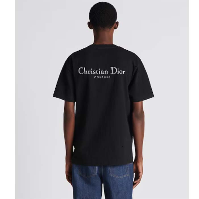 Dior Men CD Christian Dior Couture Relaxed Fit T-Shirt Black Organic Cotton Jersey