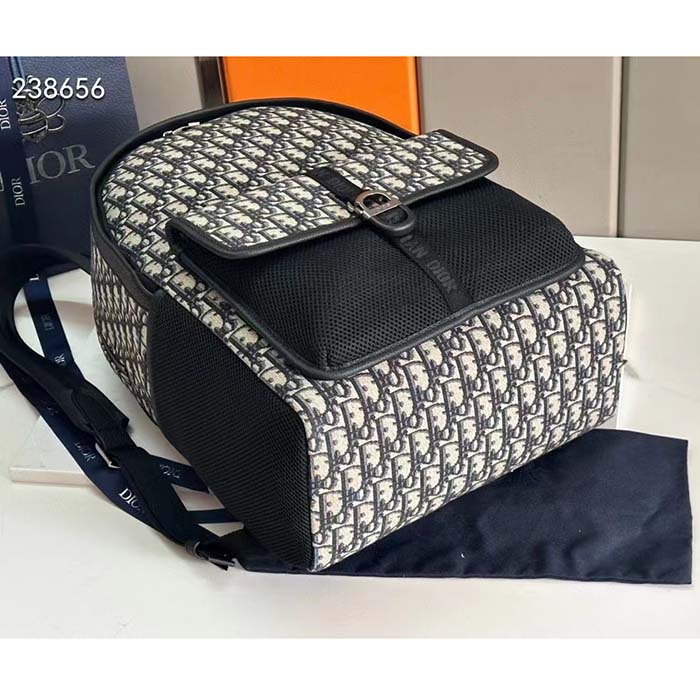 Dior Unisex CD Dior 8 Backpack Beige Black Dior Oblique Jacquard