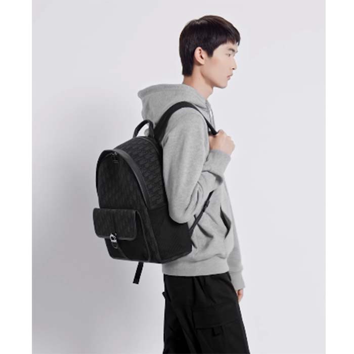 Dior Unisex CD Dior 8 Backpack Black Dior Oblique Jacquard