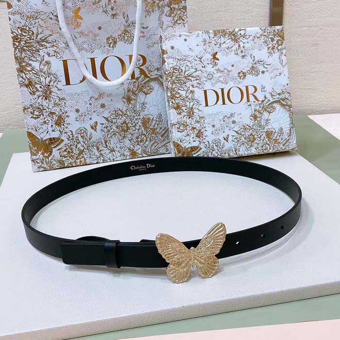 Dior Unisex CD Dior Métamorphose Belt Black Ultrasmooth Calfskin Leather 20 MM Width