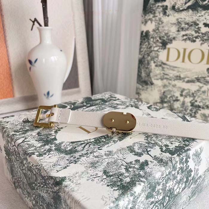 Dior Unisex CD Saddle Belt Latte Ultrasmooth Calfskin 20 MM Width