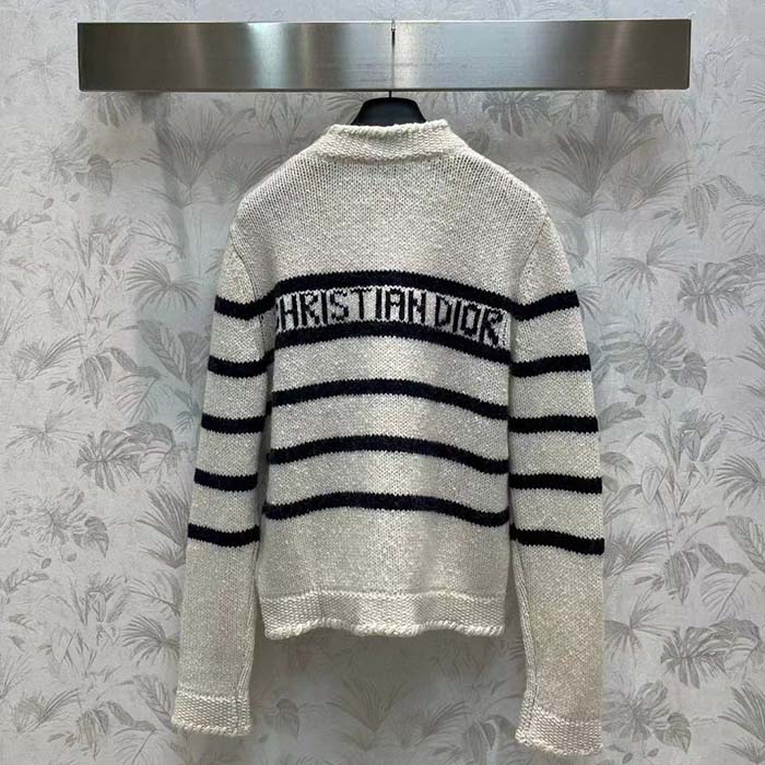 Dior Men CD Dior Marinière Jacket White Black Wool Cotton Mohair Technical Knit D-Stripes