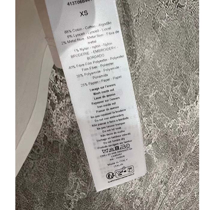 Dior Men CD Embroidered T-Shirt White Cotton Jersey Gold-Tone Signature