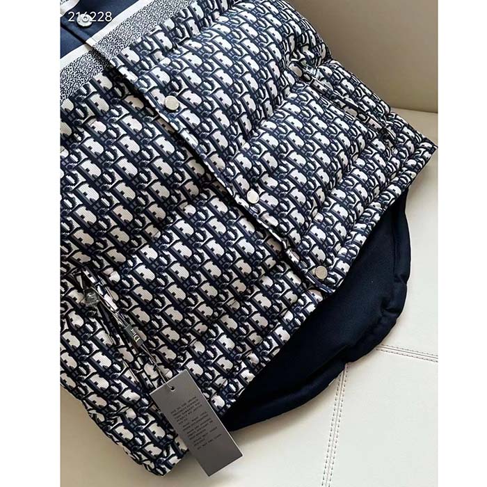 Dior Men CD Reversible Puffer Vest Blue Ecru Dior Oblique Quilted Technical Taffeta