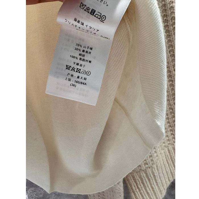 Dior Men CD Short-Sleeved Sweater Ecru Cashmere Silk Knit
