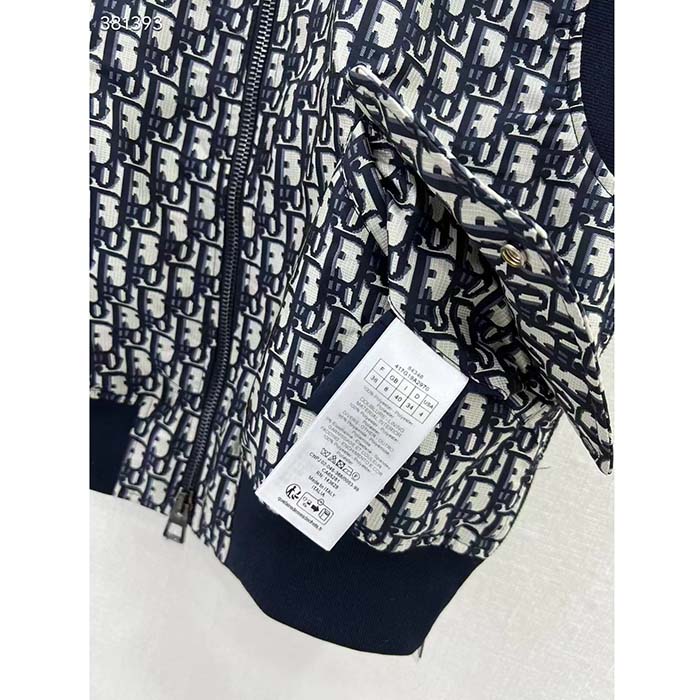 Dior Women CD Vest Blue Dior Oblique Technical Taffeta Embroidered Bee Emblem