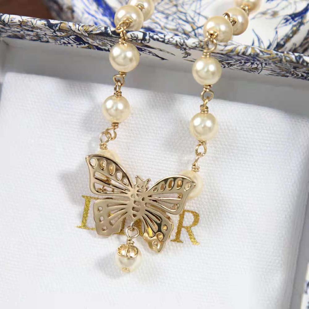 Dior Women Métamorphose Choker Gold-Finish Metal and White Resin Pearls