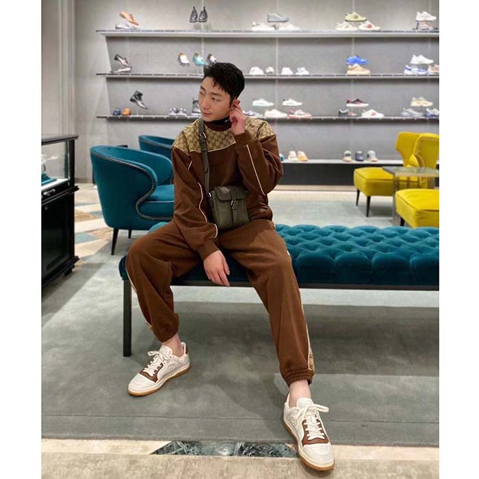 G*u*i gg men cotton jersey sweatshirt gg canvas yoke crewneck dropped shoulder batwing sleeves