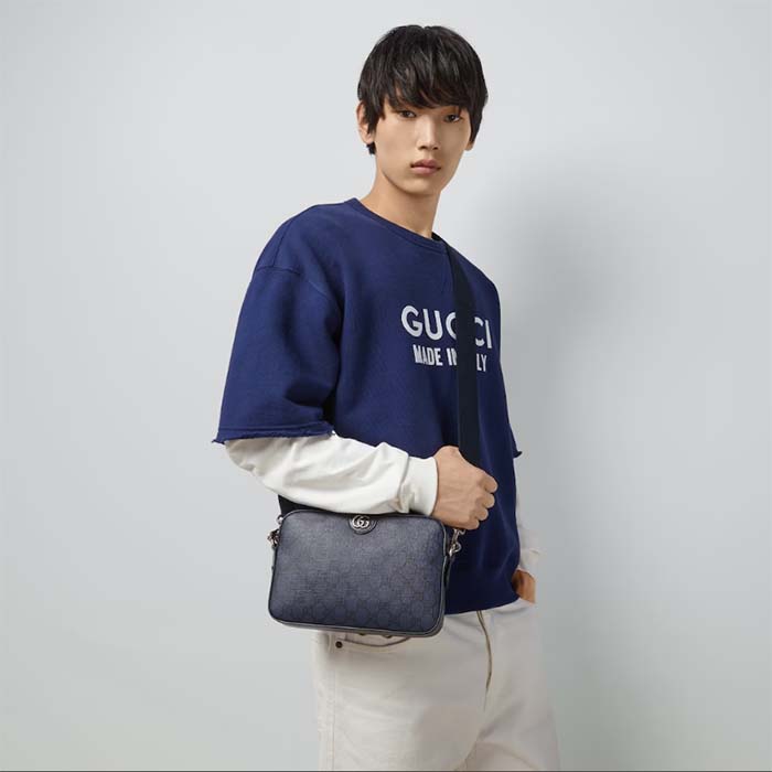 G*u*i gg unisex ophidia gg crossbody bag blue black gg supreme canvas double g