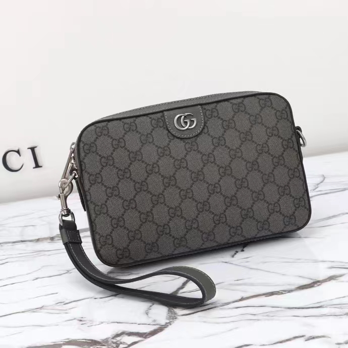 G*u*i gg unisex ophidia gg crossbody bag grey black gg supreme canvas double g