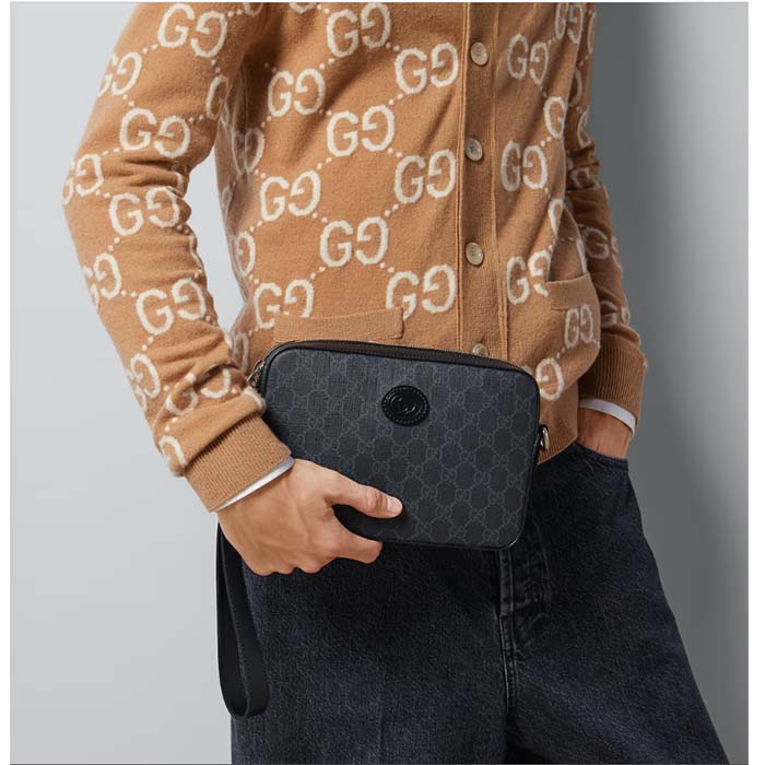 G*u*i gg unisex ophidia gg crossbody bag interlocking g black gg supreme canvas zip closure