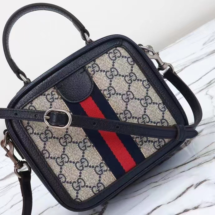 G*u*i gg unisex ophidia gg mini top handle bag beige blue gg supreme canvas