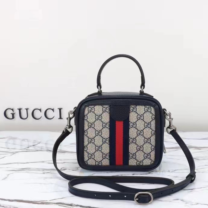 G*u*i gg unisex ophidia gg mini top handle bag beige blue gg supreme canvas