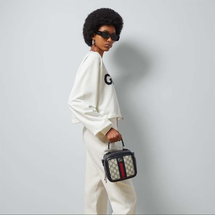 G*u*i gg unisex ophidia gg mini top handle bag beige blue gg supreme canvas