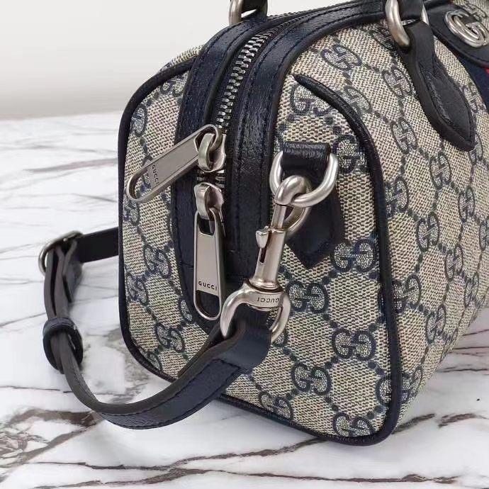 G*u*i gg unisex ophidia gg mini top handle bag beige blue gg supreme canvas leather