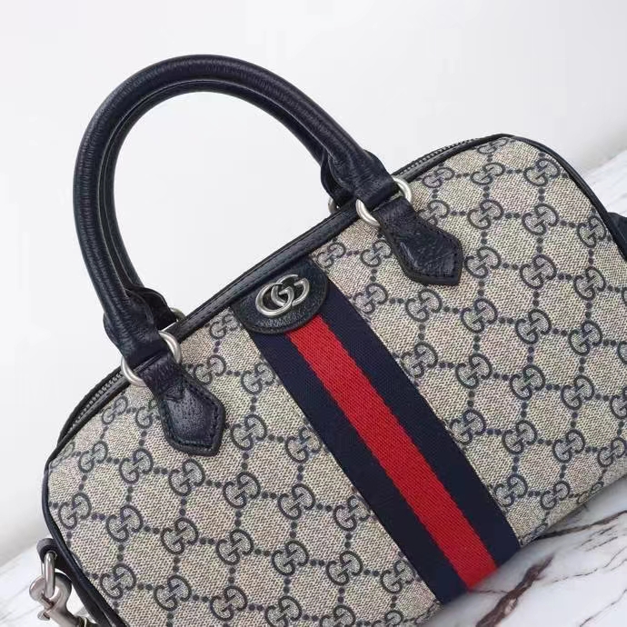 G*u*i gg unisex ophidia gg small top handle bag beige blue gg supreme canvas leather