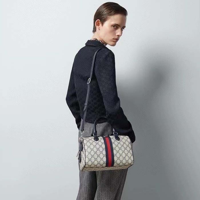 G*u*i gg unisex ophidia gg small top handle bag beige blue gg supreme canvas leather