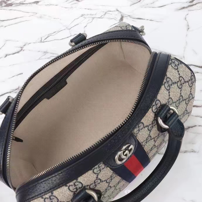 G*u*i gg unisex ophidia gg small top handle bag beige blue gg supreme canvas leather