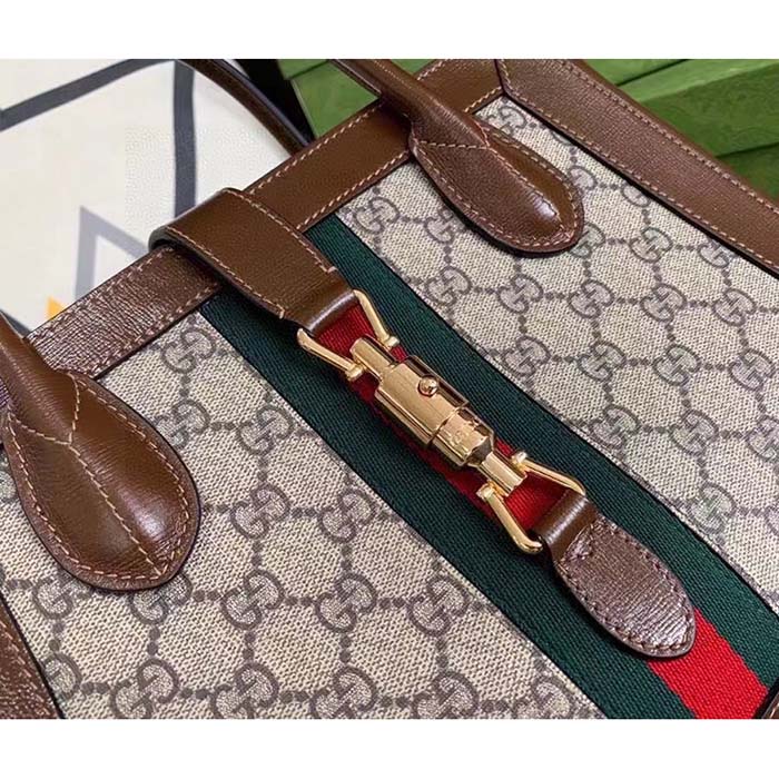 G*u*i gg women jackie 1961 medium tote bag beige ebony gg supreme canvas