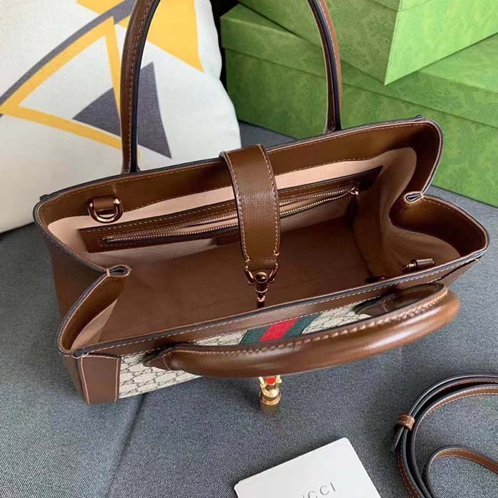 G*u*i gg women jackie 1961 medium tote bag beige ebony gg supreme canvas