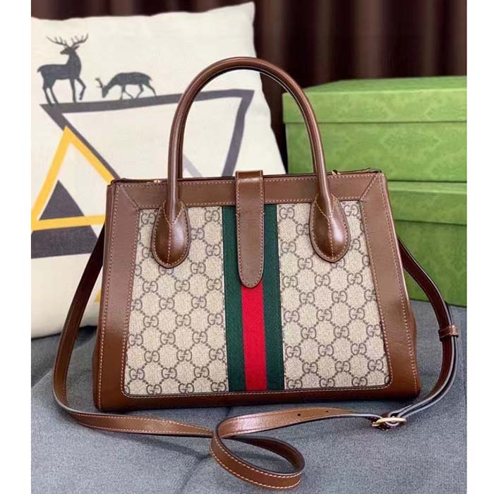 G*u*i gg women jackie 1961 medium tote bag beige ebony gg supreme canvas