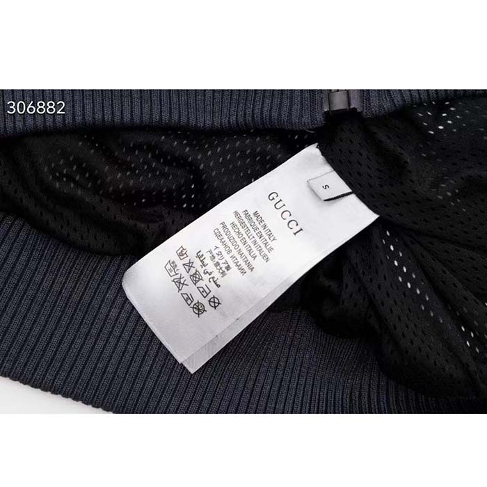 G*u*i men gg jumbo gg zip jacket web dark grey neoprene canvas raglan sleeves
