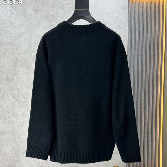 G*u*i women gg wool sweater G*u*i intarsia blue ivory knit crewneck long sleeves
