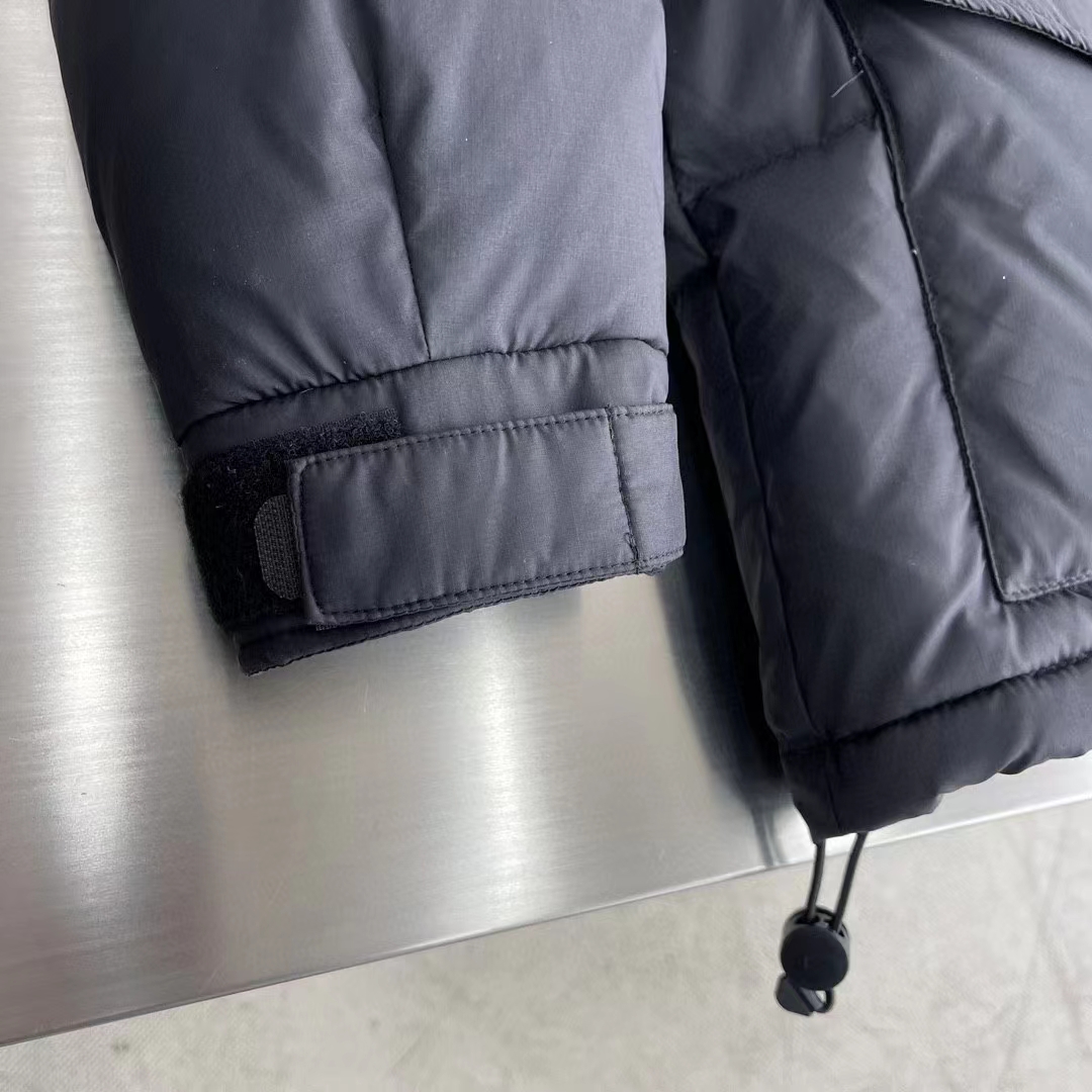 G*u*i women nylon down jacket gg iserts black canvas high neck velcro cuffs zip closure