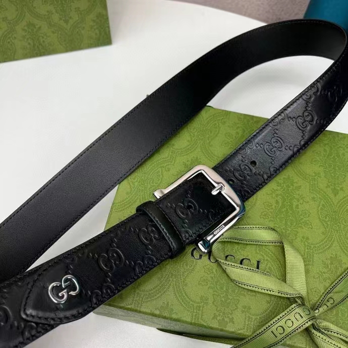 G*u*i unisex gg G*u*i signature belt gg detail black square buckle metal 3.8 cm width