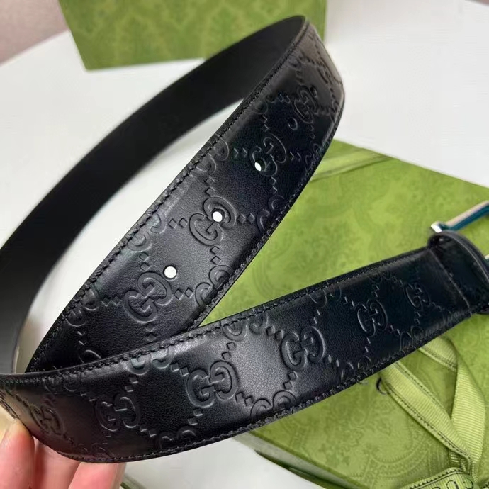 G*u*i unisex gg G*u*i signature belt gg detail black square buckle metal 3.8 cm width