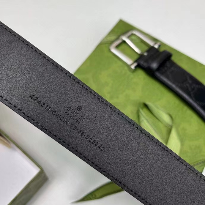 G*u*i unisex gg G*u*i signature belt gg detail black square buckle metal 3.8 cm width