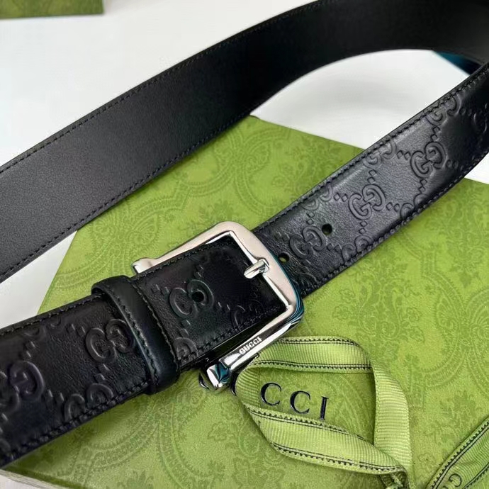 G*u*i unisex gg G*u*i signature belt gg detail black square buckle metal 3.8 cm width
