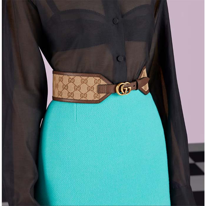 G*u*i unisex gg marmont wide belt beige ebony gg supreme canvas double g