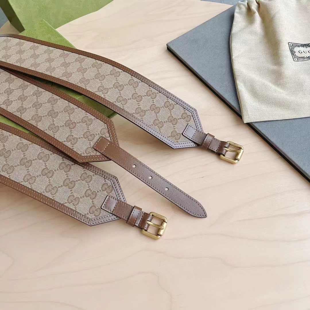 G*u*i unisex gg marmont wide belt beige ebony gg supreme canvas double g