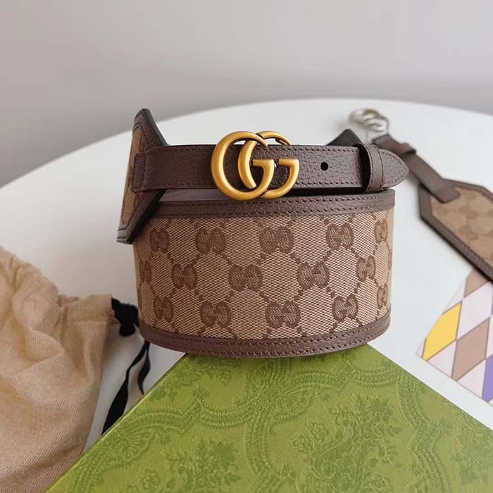 G*u*i unisex gg marmont wide belt beige ebony gg supreme canvas double g