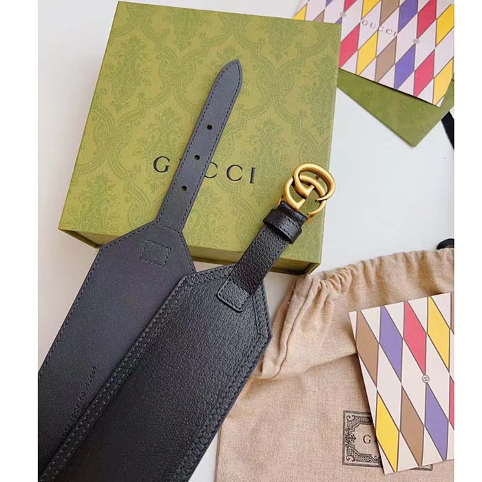 G*u*i unisex gg marmont wide belt black leather double g 6.9 cm width