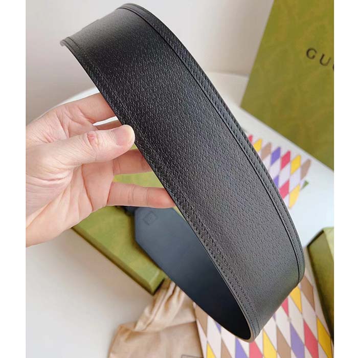 G*u*i unisex gg marmont wide belt black leather double g 6.9 cm width