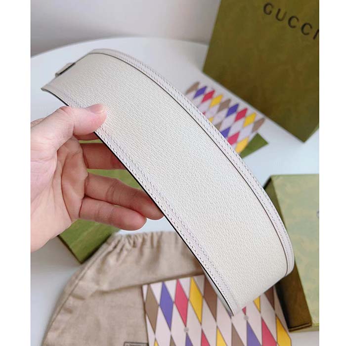 G*u*i unisex gg marmont wide belt white leather double g 6.9 cm width