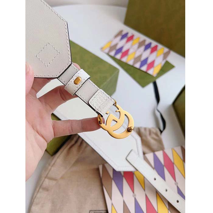 G*u*i unisex gg marmont wide belt white leather double g 6.9 cm width