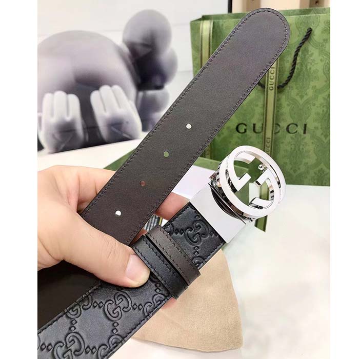 G*u*i unisex gg reversible G*u*i signature belt black leather reverses to brown leather