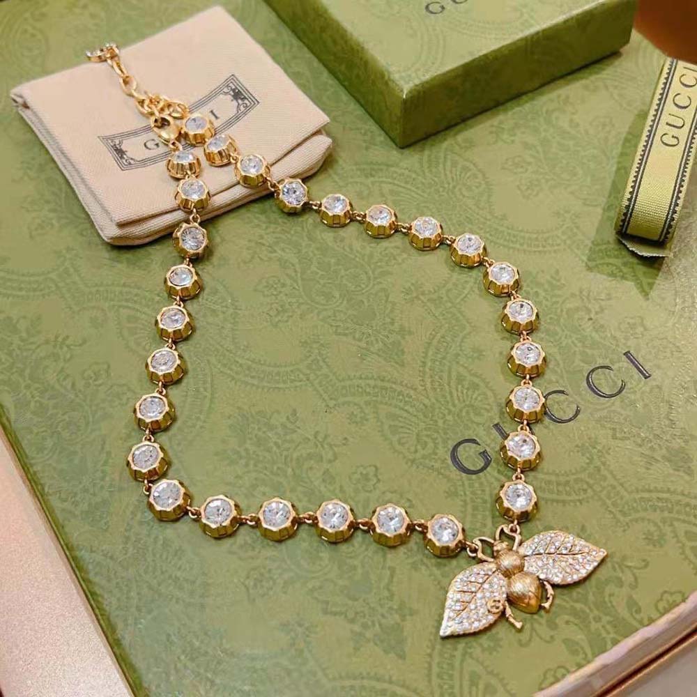 G*u*i women bee necklace with crystals