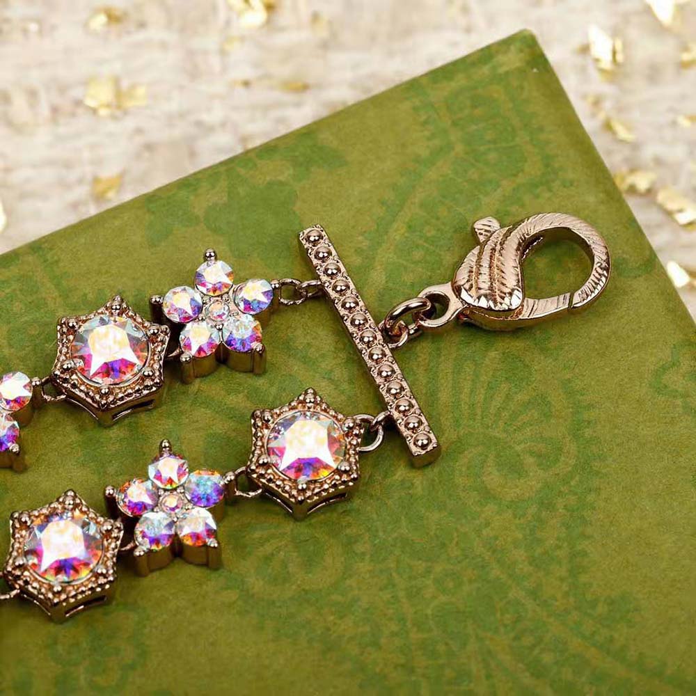G*u*i women double g crystal flowers bracelet