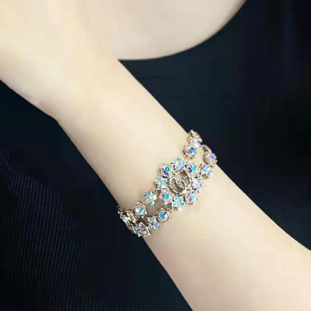 G*u*i women double g crystal flowers bracelet