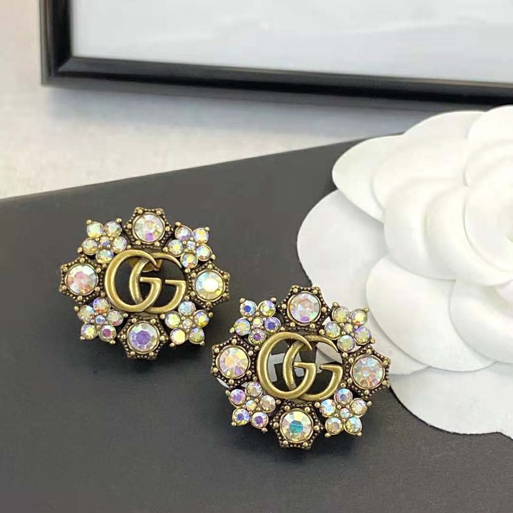 G*u*i women double g crystal flowers earrings