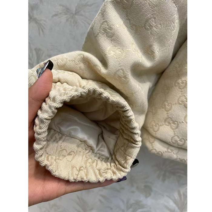 G*u*i men gg canvas bomber jacket cream self-covered buttons interlocking g lined high neck