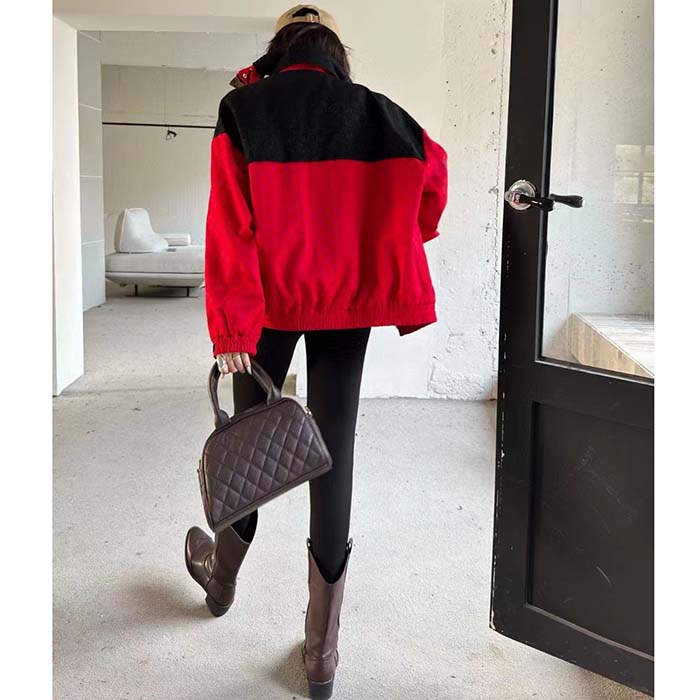 G*u*i women gg canvas bomber jacket high neck drawstring detachable hood gilet dropped shoulder