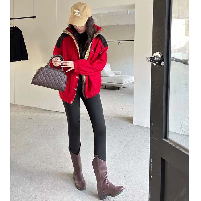 G*u*i women gg canvas bomber jacket high neck drawstring detachable hood gilet dropped shoulder