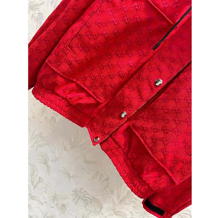 G*u*i men gg canvas bomber jacket high neck drawstring detachable hood gilet dropped shoulder