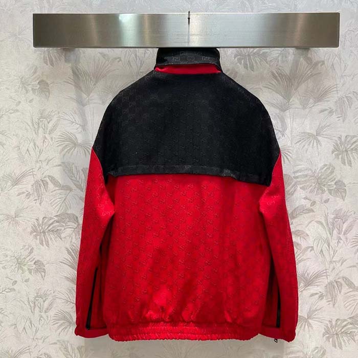 G*u*i men gg canvas bomber jacket high neck drawstring detachable hood gilet dropped shoulder