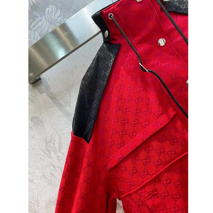 G*u*i men gg canvas bomber jacket high neck drawstring detachable hood gilet dropped shoulder